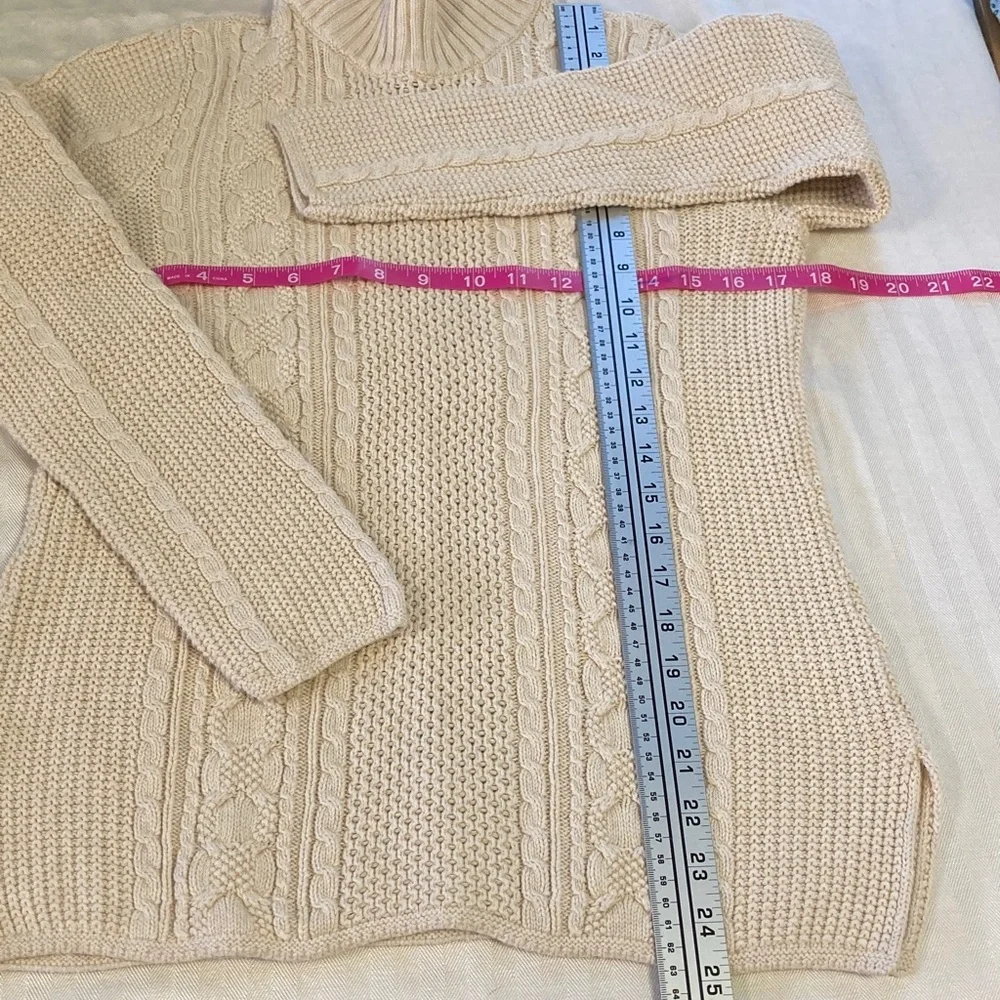 Women's Cotton Fisherman Cream Sweater - Picture 5 of 7